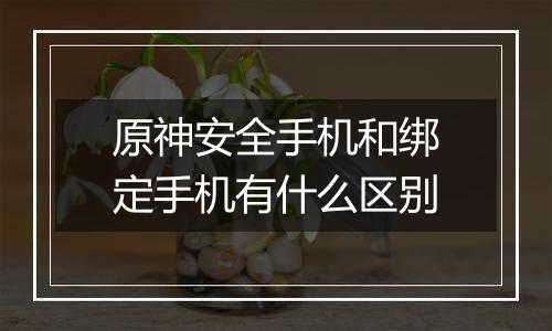 原神安全手机和绑定手机有什么区别