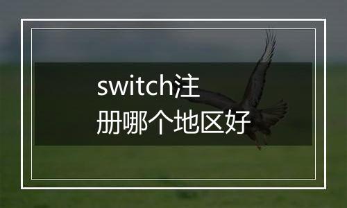switch注册哪个地区好