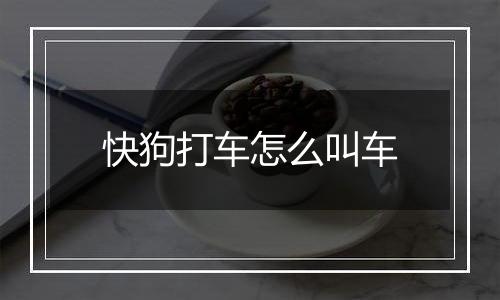快狗打车怎么叫车