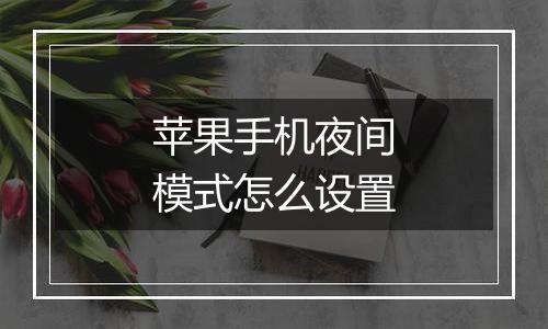 苹果手机夜间模式怎么设置