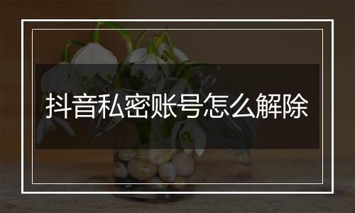 抖音私密账号怎么解除