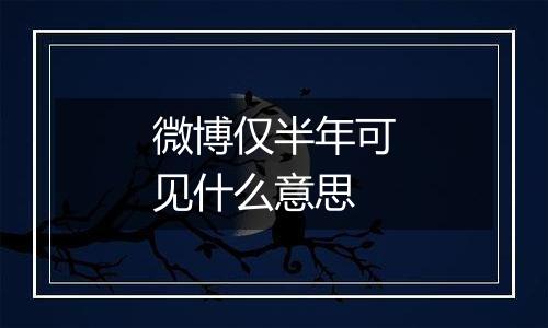 微博仅半年可见什么意思