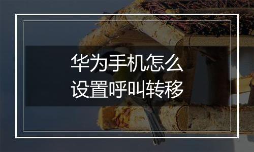 华为手机怎么设置呼叫转移