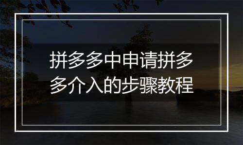 拼多多中申请拼多多介入的步骤教程