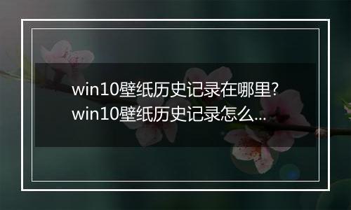 win10壁纸历史记录在哪里?win10壁纸历史记录怎么删除?