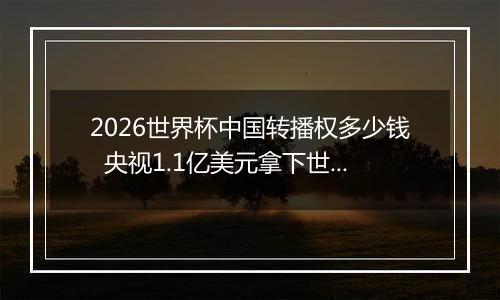 2026世界杯中国转播权多少钱  央视1.1亿美元拿下世界杯转播权