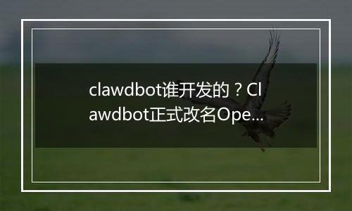 clawdbot谁开发的?Clawdbot正式改名OpenClaw